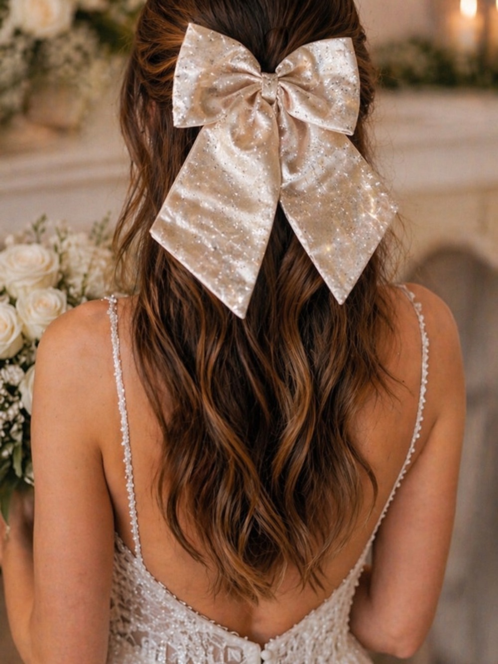 Cream Textured Bow Barrette